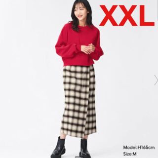 ジーユー(GU)のXXL ナチュラル　オンブレチェックナローミディスカート ZARA H&M(ひざ丈スカート)