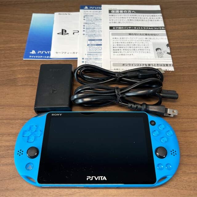 PlayStation Vita(プレイステーションヴィータ)の 2台セット SONY PlayStationVITA アクアブルー エンタメ/ホビーのゲームソフト/ゲーム機本体(携帯用ゲーム機本体)の商品写真