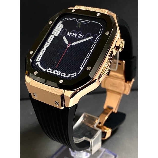 特別価格Apple Watchステンレスケースラバーバンド44mmゴールド黒
