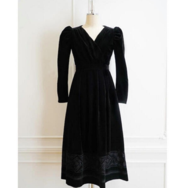 Embroidered Velour Midi Dress 5