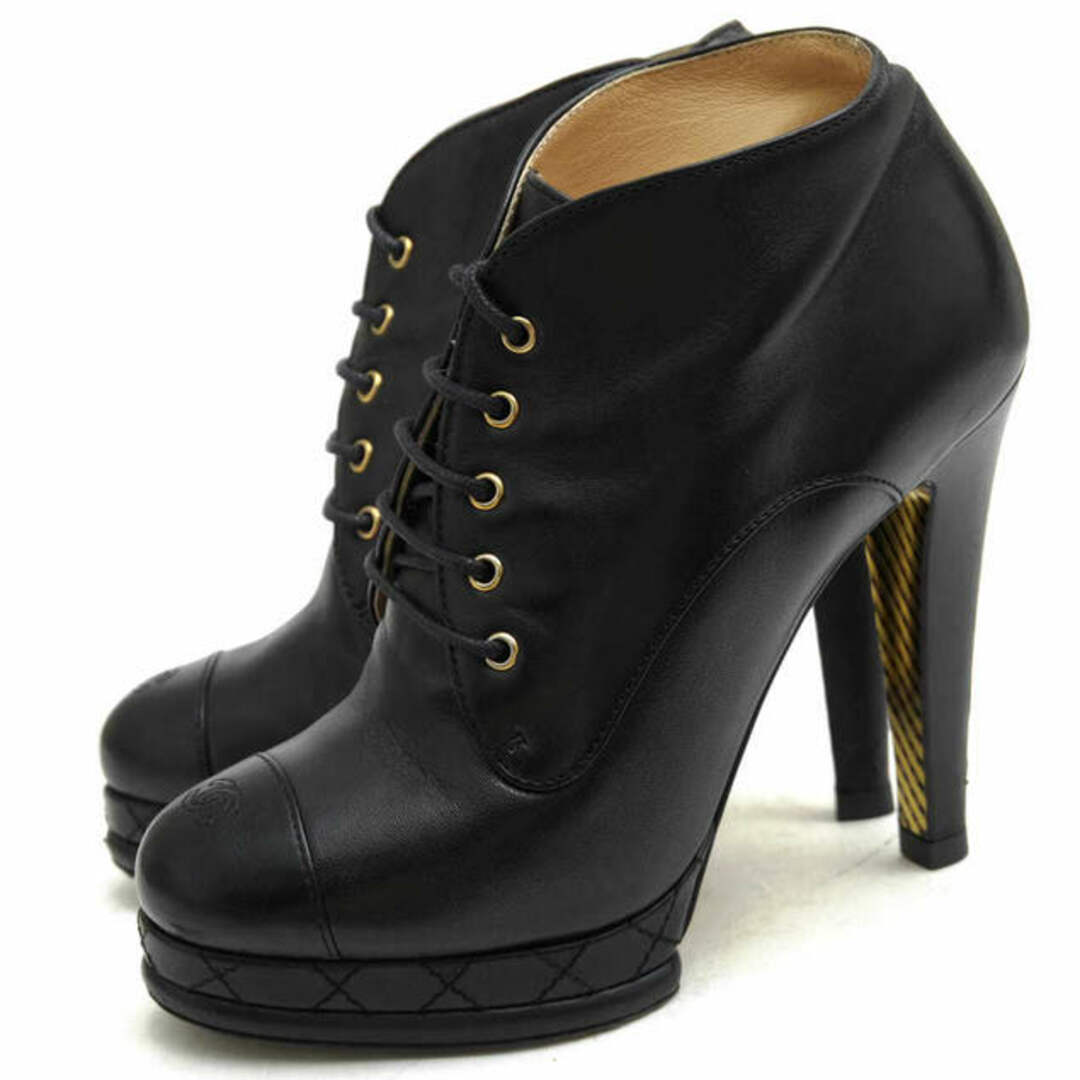 CHANEL - シャネル／CHANEL ブーティ ショートブーツ シューズ 靴 レディース 女性 女性用レザー 革 本革 ブラック 黒  G28406  ココマーク ハイヒール ストレートチップ