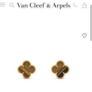 ヴァンクリーフアンドアーペル(Van Cleef & Arpels)の【未使用・正規品・希少】ヴァンクリーフ　タイガーズアイ　アルハンブラ　ピアス(ピアス)