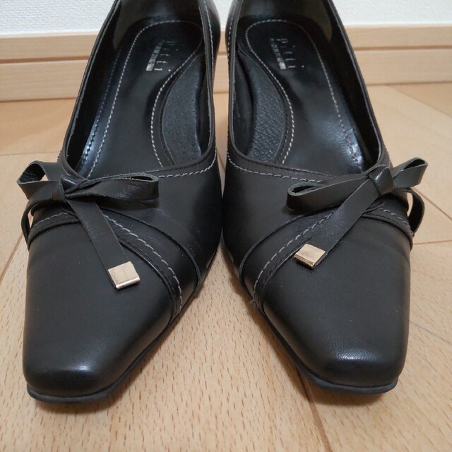 Pitti(ピッティ)のPitti（ピッティ）ハイヒール 23cm ブラック スクエアトゥ リボン レディースの靴/シューズ(ハイヒール/パンプス)の商品写真