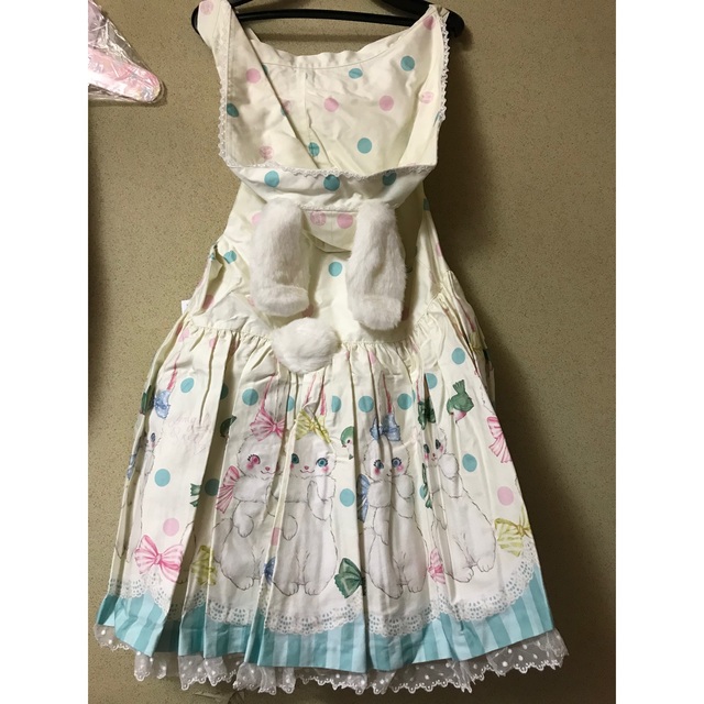 Angelic Pretty(アンジェリックプリティー)のAngelic Pretty マシュマロバニー　サロペット　生成 レディースのパンツ(サロペット/オーバーオール)の商品写真