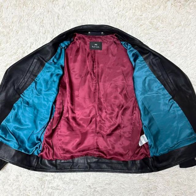 Paul Smith(ポールスミス)のPSポールスミス　ラムレザー　ダブルライダースジャケット エンブレム　ブラック メンズのジャケット/アウター(ライダースジャケット)の商品写真