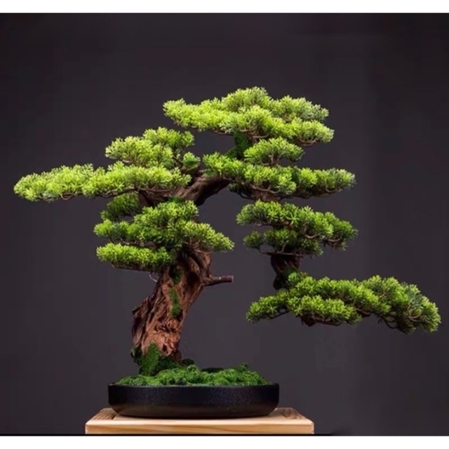 インテリアグリーン 高級模造迎客松盆栽 置物 禅意迎客松盆栽装飾品 人工観葉植物自然木鉢の材質