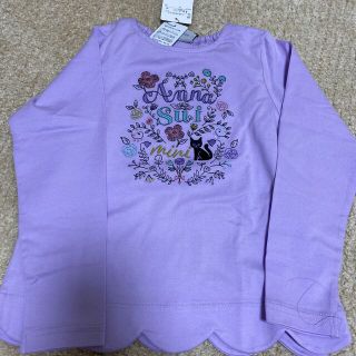 新品　アナスイミニ  バックレース切り替えネコ花プリントTシャツ　120