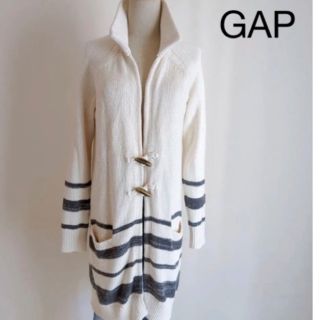 ギャップ(GAP)のギャップ　M LGAP  白　グレー　ダッフル　コート　カーディガン　ニット　綿(カーディガン)