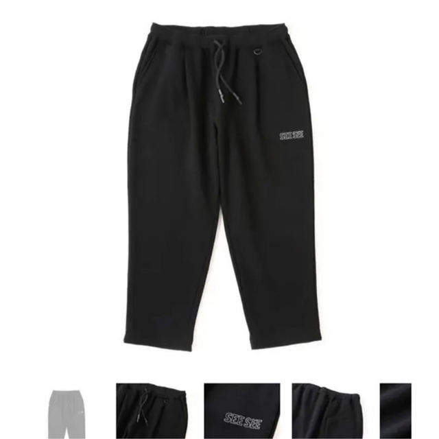 SEE SEE クロップド スウェット パンツ ブラック 品質が 円引き