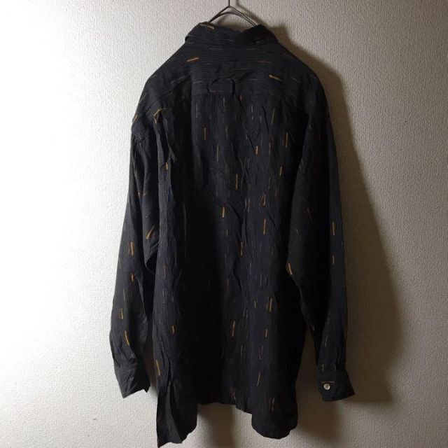 ヴィンテージ 柄シャツ 黒 一点物 長袖 シャツ メンズ フリーサイズ