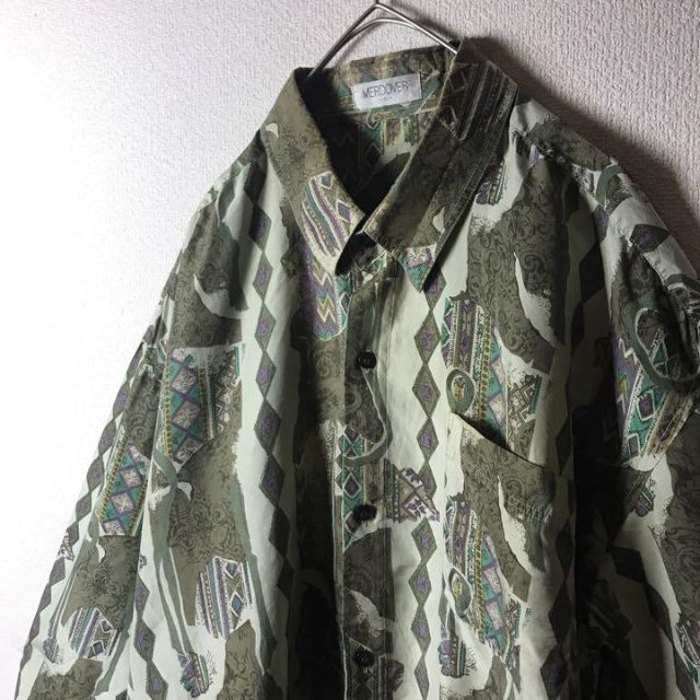 G1 90s 民族調柄シャツ ネイティブ柄 長袖 LLサイズ ユニセックス