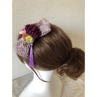 卒業式　七五三　鹿の子絞り　ふっくらリボン【ふじ色】(ヘアアクセサリー)