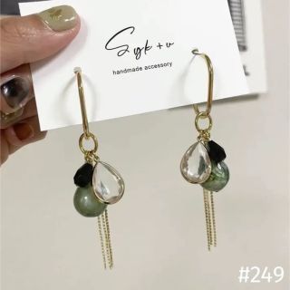 雫マーブルビーズ×チェーンフープピアス/イヤリング(ピアス)