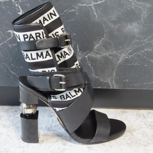 BALMAIN(バルマン)の15万未使用BALMAINバルマンロゴレザーサンダルブーツ黒ルブタンジミーチュウ レディースの靴/シューズ(ブーツ)の商品写真