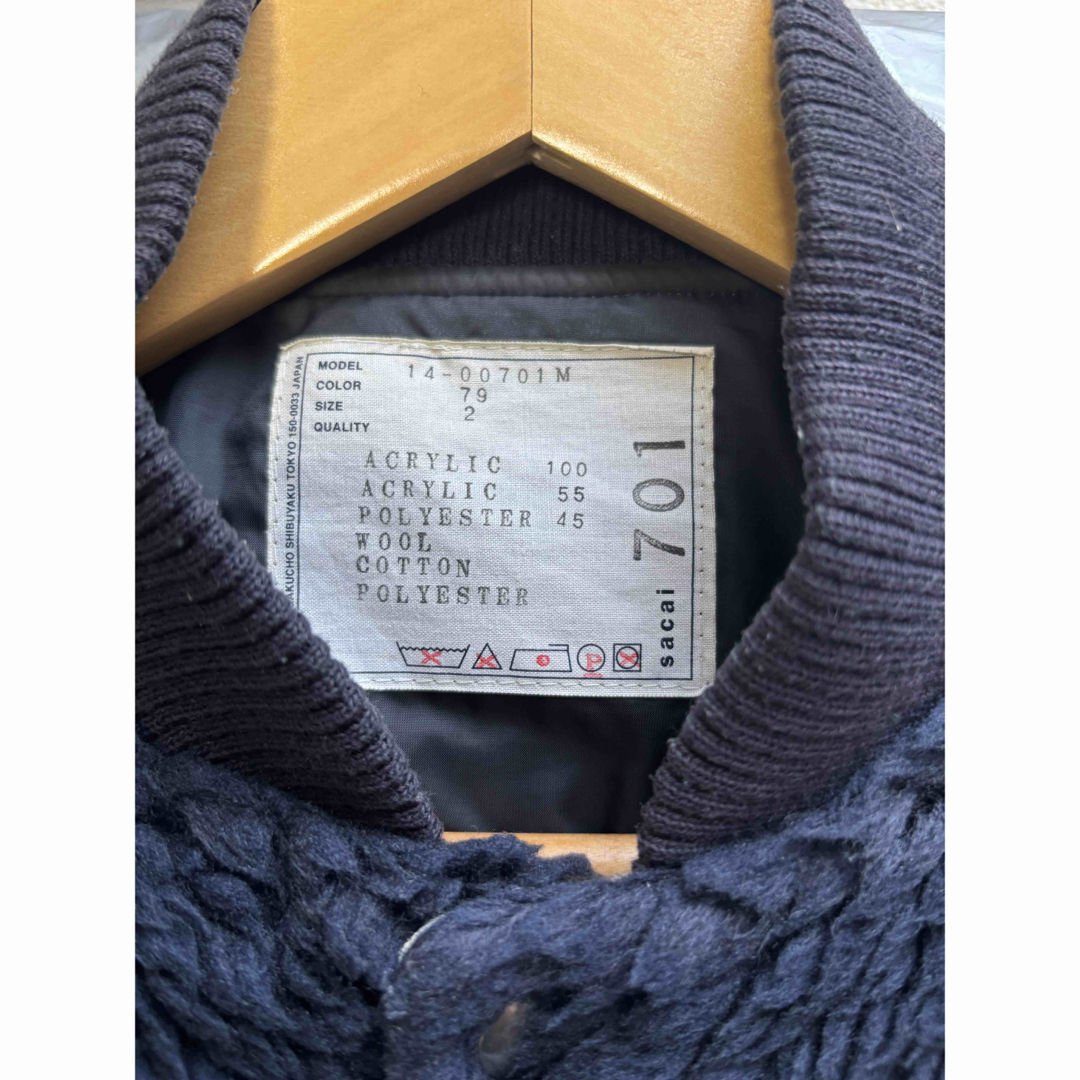 sacai(サカイ)のSACAI サカイ　ブルゾン　ボア　ホワイト×ネイビー　L メンズのジャケット/アウター(ブルゾン)の商品写真