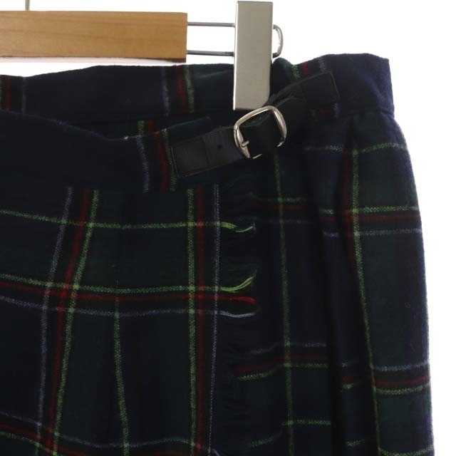 オニール オブ ダブリン チェック ラップスカート ロング プリーツ I46 紺 レディースのスカート(ロングスカート)の商品写真