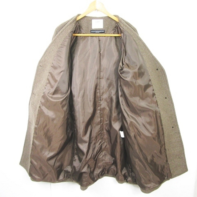 coen(コーエン)のコーエン coen コート ノーカラー ロング丈 毛 LARGE ブラウン レディースのジャケット/アウター(その他)の商品写真