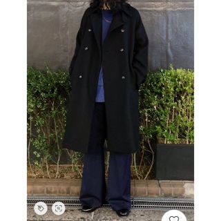saby ダブルブレストトレンチコート ブラック MANTECO Mサイズ の通販