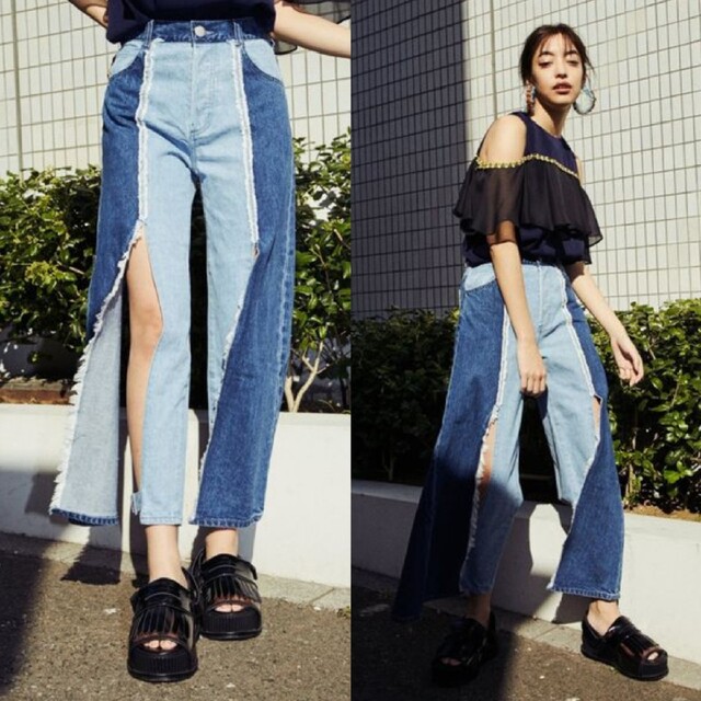 PAMEO POSE(パメオポーズ)のPAMEO POSE パメオポーズ SKINNY&WIDE DENIM PANT レディースのパンツ(デニム/ジーンズ)の商品写真