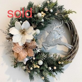 トナカイのクリスマスリース　ハンドメイド