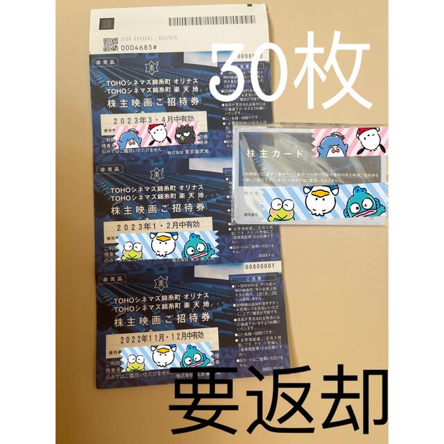 東京楽天地 株主優待 映画招待券 30枚【カード要返却】 目玉セール www