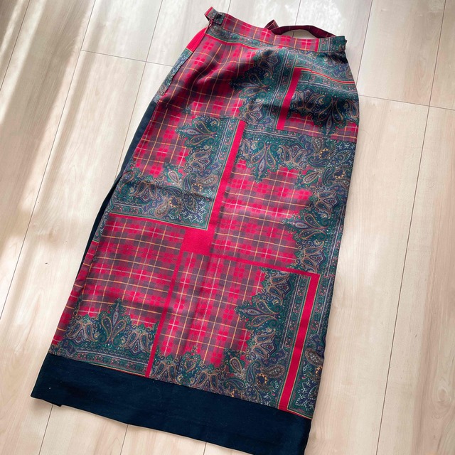 Lily Brown(リリーブラウン)のチェックペイズリー柄巻きスカート レディースのスカート(ロングスカート)の商品写真