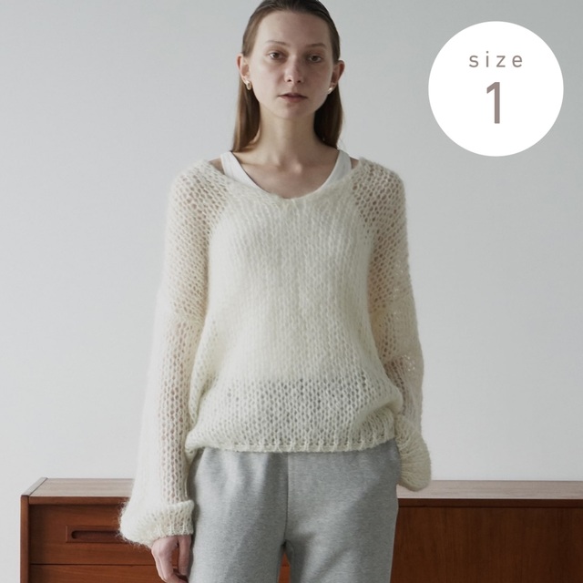 CLANE V NECK LOOSE MOHAIR KNIT TOPS ホワイト