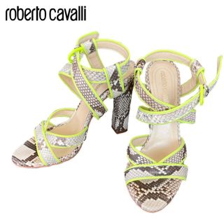 ロベルトカヴァリ(Roberto Cavalli)のロベルトカヴァリ サンダル ハイヒール ベージュ グレー パイソン 23cm(サンダル)