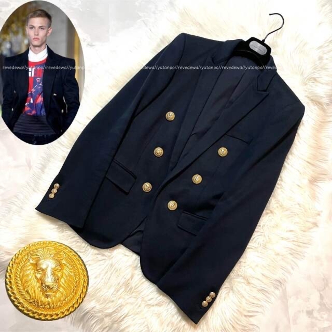BALMAIN バルマン金ボタンフレア1Bテーラードジャケット ピークドラペル-