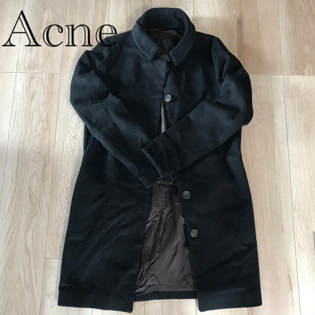 ACNE(アクネ)のAcne アクネ　チェスターコート　黒　36 メンズのジャケット/アウター(チェスターコート)の商品写真