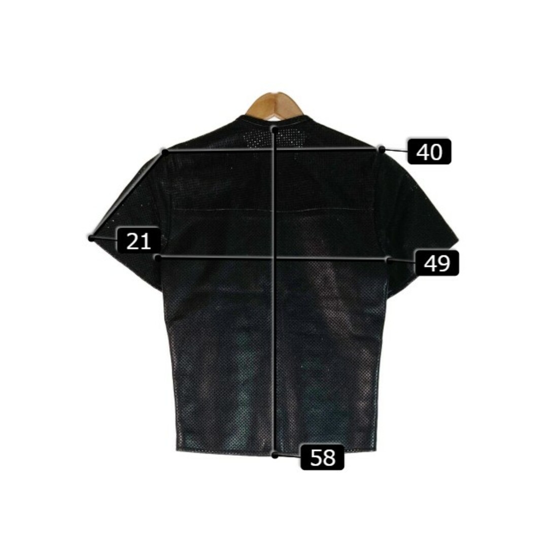 ★バンソン パンチングレザー 半袖 レザーシャツ ブラック sizeXS