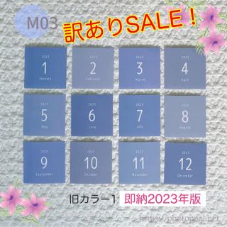 在庫処分SALE！マンスリーカード ましかく くすみカラー ブルー(アルバム)