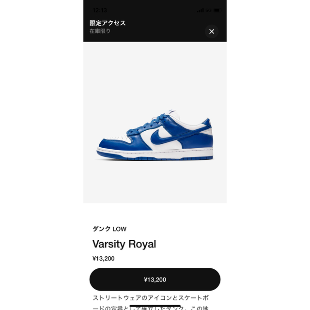 NIKE(ナイキ)のNIKE DUNK VARSITY ROYALバーシティロイヤル ブルー　ダンク メンズの靴/シューズ(スニーカー)の商品写真