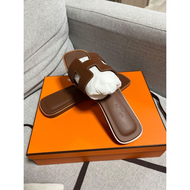 HERMES エルメス 37≒23.5cm パンプス サンダル 茶 jtu