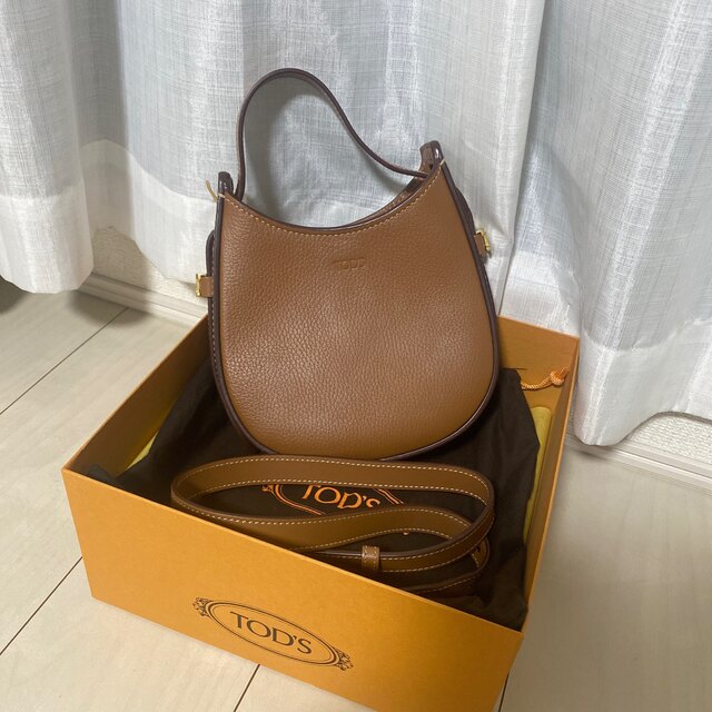 ブラウン×ピンク-TOD'S トッズ ハンドバッグ •茶 ブラウ•ン シボ 鞄