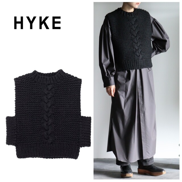 HYKE ニットベスト BK