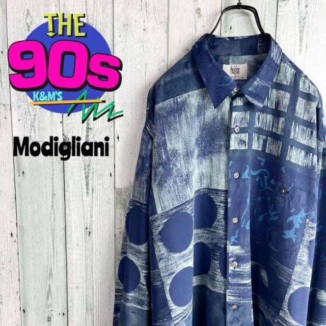 90's  Modigliani  日本製　アート柄　奇抜　ポリエステルシャツ