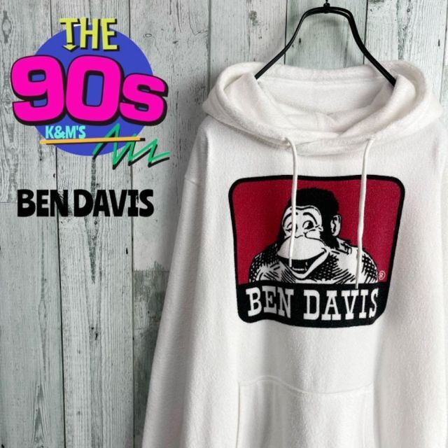 90's BEN DAVIS ビッグロゴ　パイル生地　ヴィンテージ パーカー