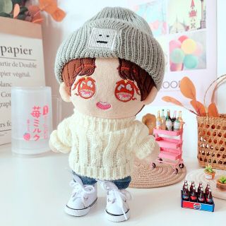 ボウダンショウネンダン(防弾少年団(BTS))の♥️ドール用 ニット帽/グレー♥️20cm ぬいちゃん用 BTS ビーニー(ぬいぐるみ)