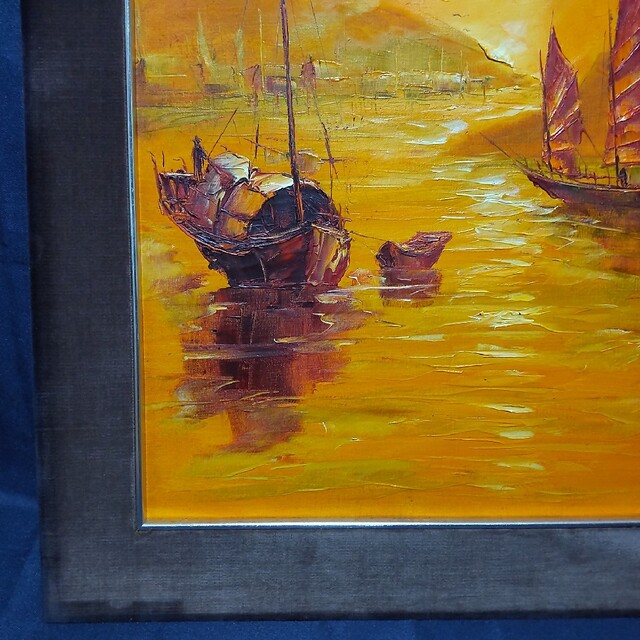 ㊷絵画 油彩 油絵 風景画 作者不明 額縁付き 額装 アンティークの+