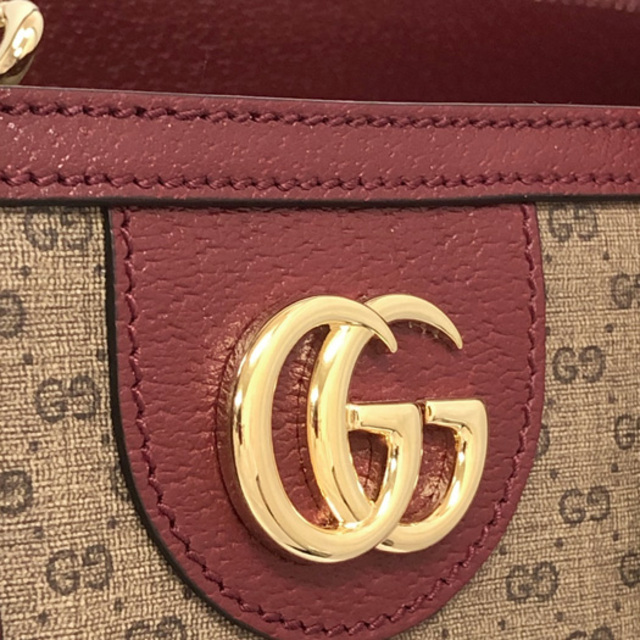 Gucci(グッチ)のグッチ ドラえもんコラボ 2WAY ラージトート ミニGGスプリーム レザー ベージュ チェリーレッド 653952 レディースのバッグ(トートバッグ)の商品写真