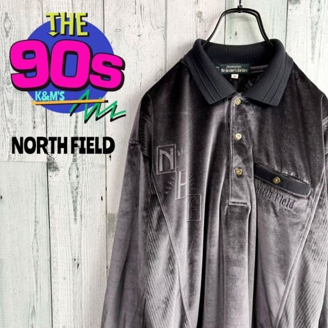 90's FOR NORTH FIELD ベロア生地　ヴィンテージ ポロシャツ