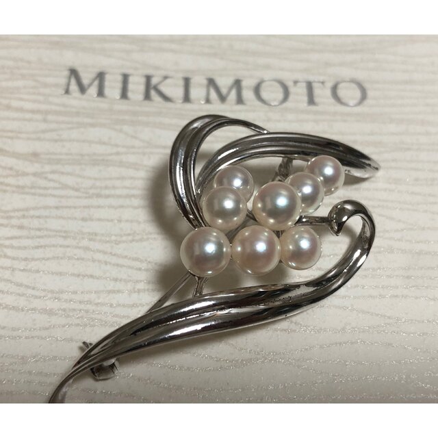 ミキモト 真珠 ブローチ 8珠 シルバー MIKIMOTO