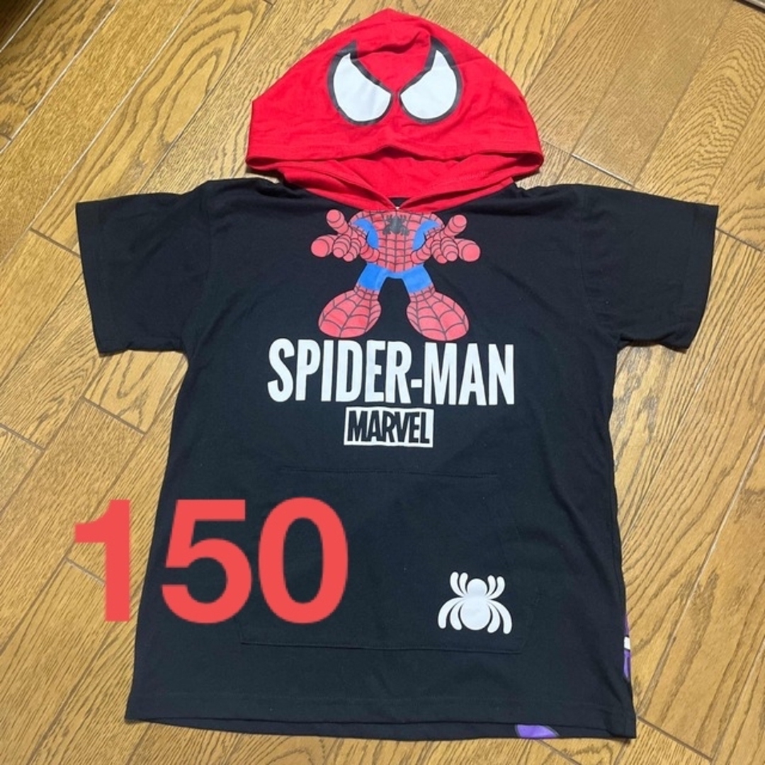 USJ(ユニバーサルスタジオジャパン)のスパイダーマン　パーカー　半袖　150 ユニバーサルスタジオジャパン　USJ キッズ/ベビー/マタニティのキッズ服男の子用(90cm~)(Tシャツ/カットソー)の商品写真