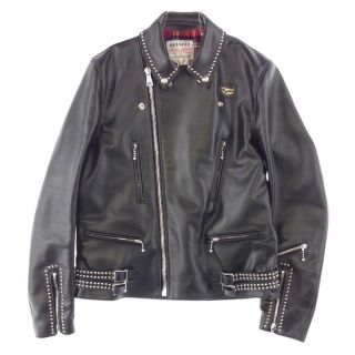 ヒステリックグラマー(HYSTERIC GLAMOUR)のHYSTERIC GLAMOUR ヒステリックグラマー レザージャケット 02221LB02 × Lewis Leathers ルイスレザー #391 LIGHTNING スタッズ ライトニング レザー ライダース ジャケット ブラック系 L【美品】【中古】(その他)