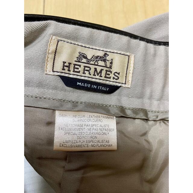 HERMES vintage 定価18万円 レザーパイピングチノパン 52