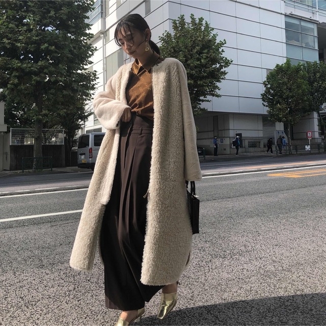 名入れ無料】 amerivintage REVERSIBLE TWIN BOA COAT 白 ロングコート