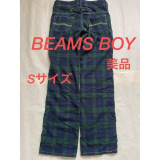 ビームスボーイ(BEAMS BOY)のBEAMS ビームス　パンツ　ブラックウォッチ　美品　S グリーン　ストレート(カジュアルパンツ)