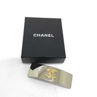 美品 シャネル CHANELロゴ バレッタ ゴールド 98P【62166】