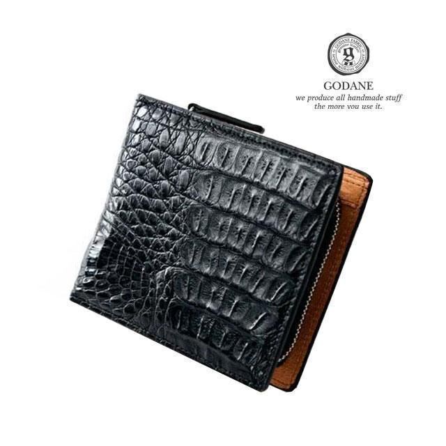 新品】GODANE 天然 カイマン クロコダイル 革 8098 メンズ 財布-